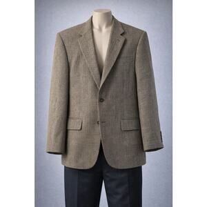 Vintage Towncraft Tweed Blazer 46R Brown Herringbone Sport Coat Classic
